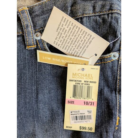 NEW Michael Kors MK Signature Low Rise Boot Cut Jeans Sz 10 Blue Indigo Stretch - Picture 9 of 11